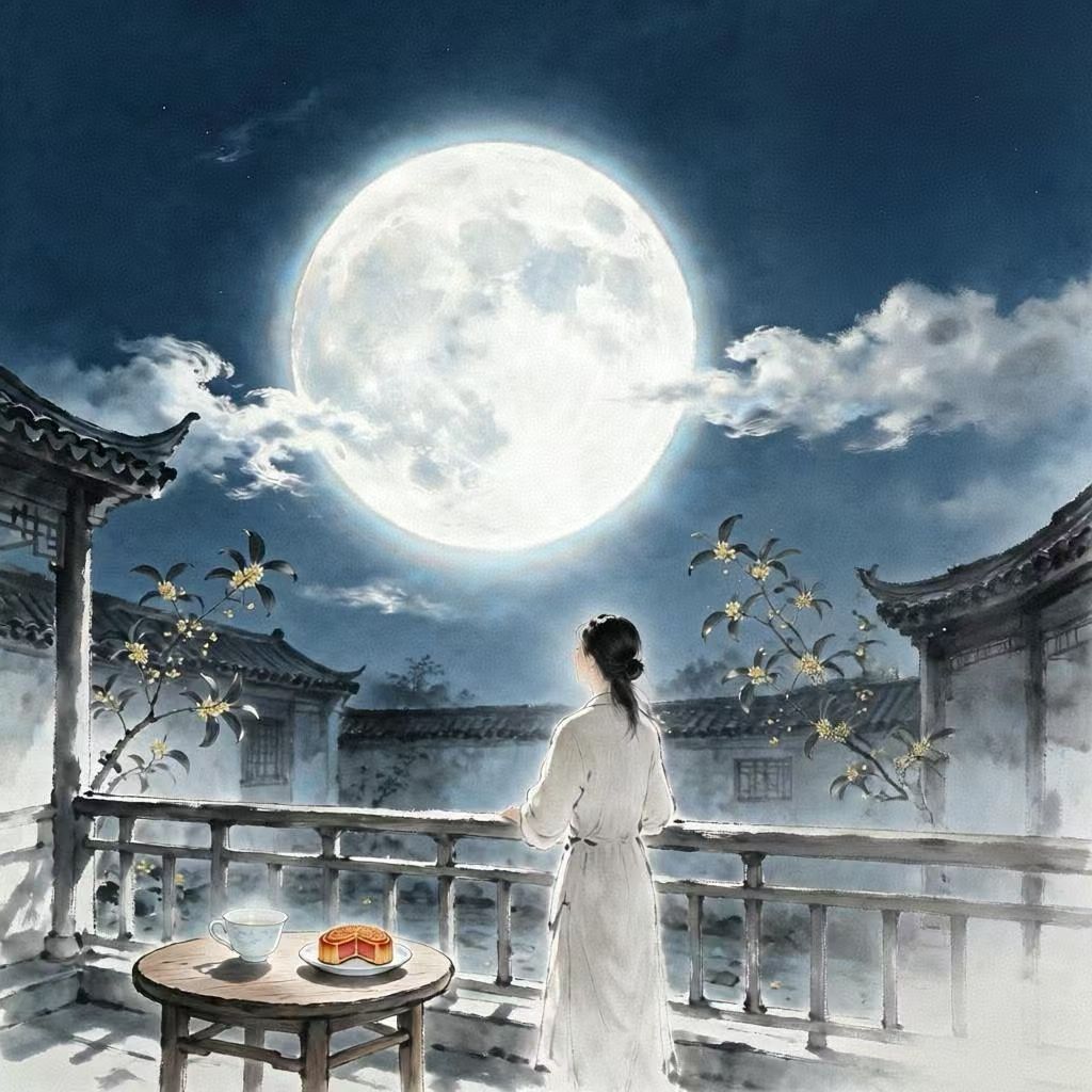 诗（中秋）​​作者/凤非​中秋时节最相思​明月一轮照我时​遥想故乡人尽