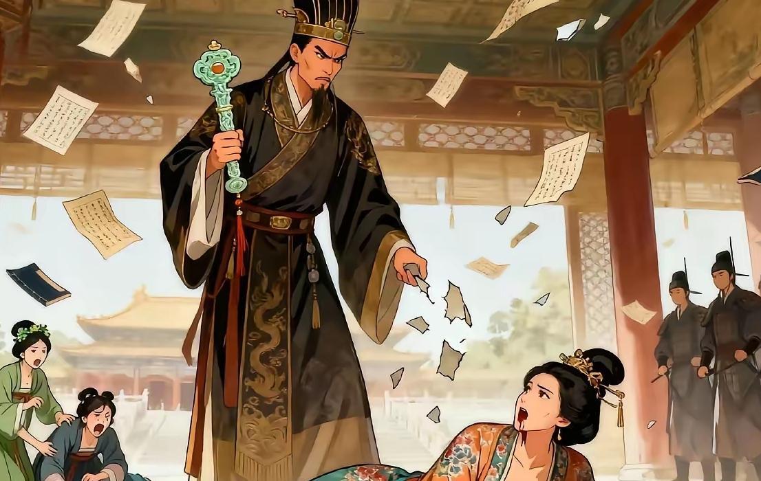 1075年，耶律洪基对着萧皇后劈头盖脸一顿猛打，赐白绫命她自缢，仍觉不解气，居然