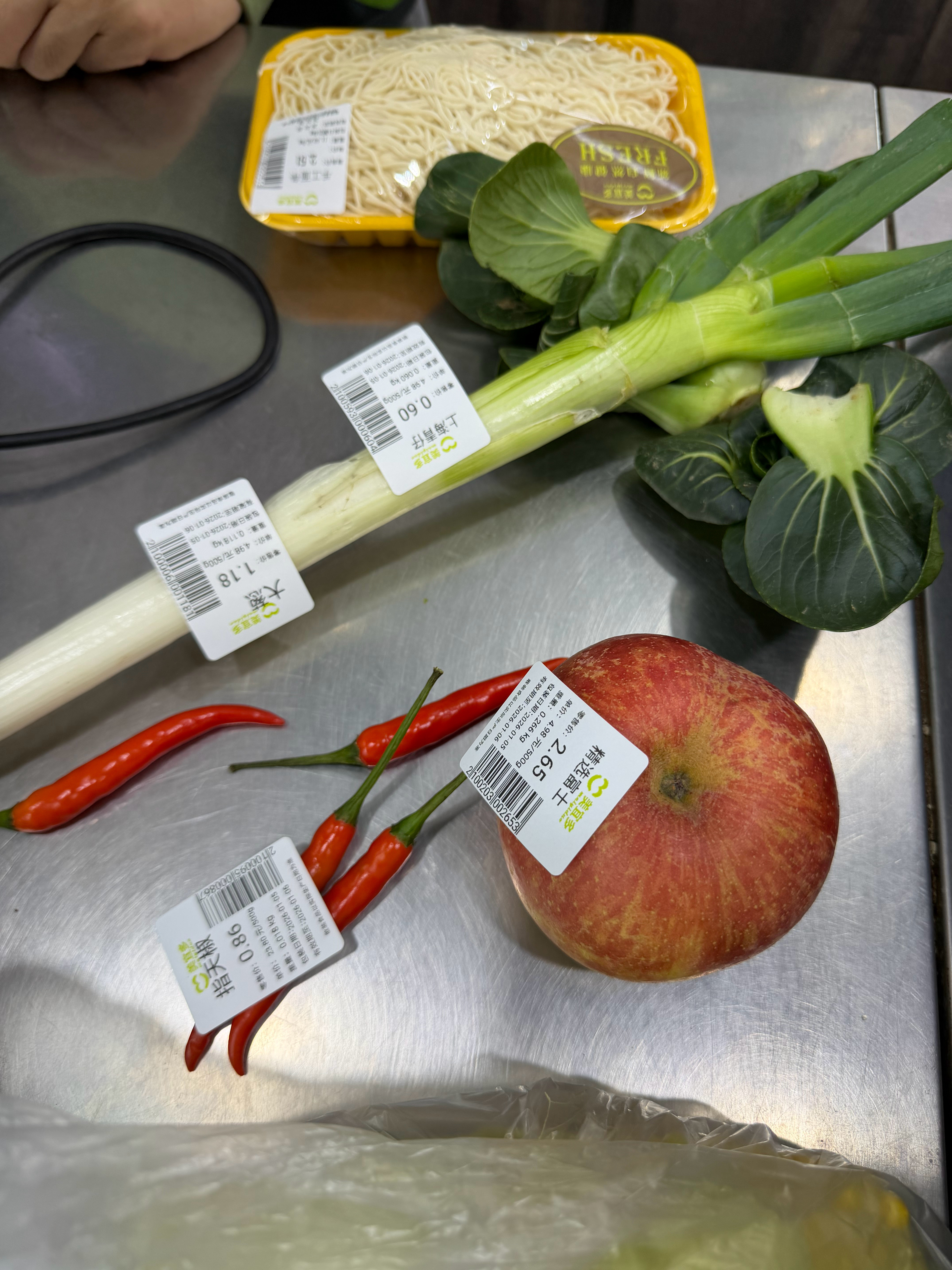 一个人上班做饭，买菜结算画面