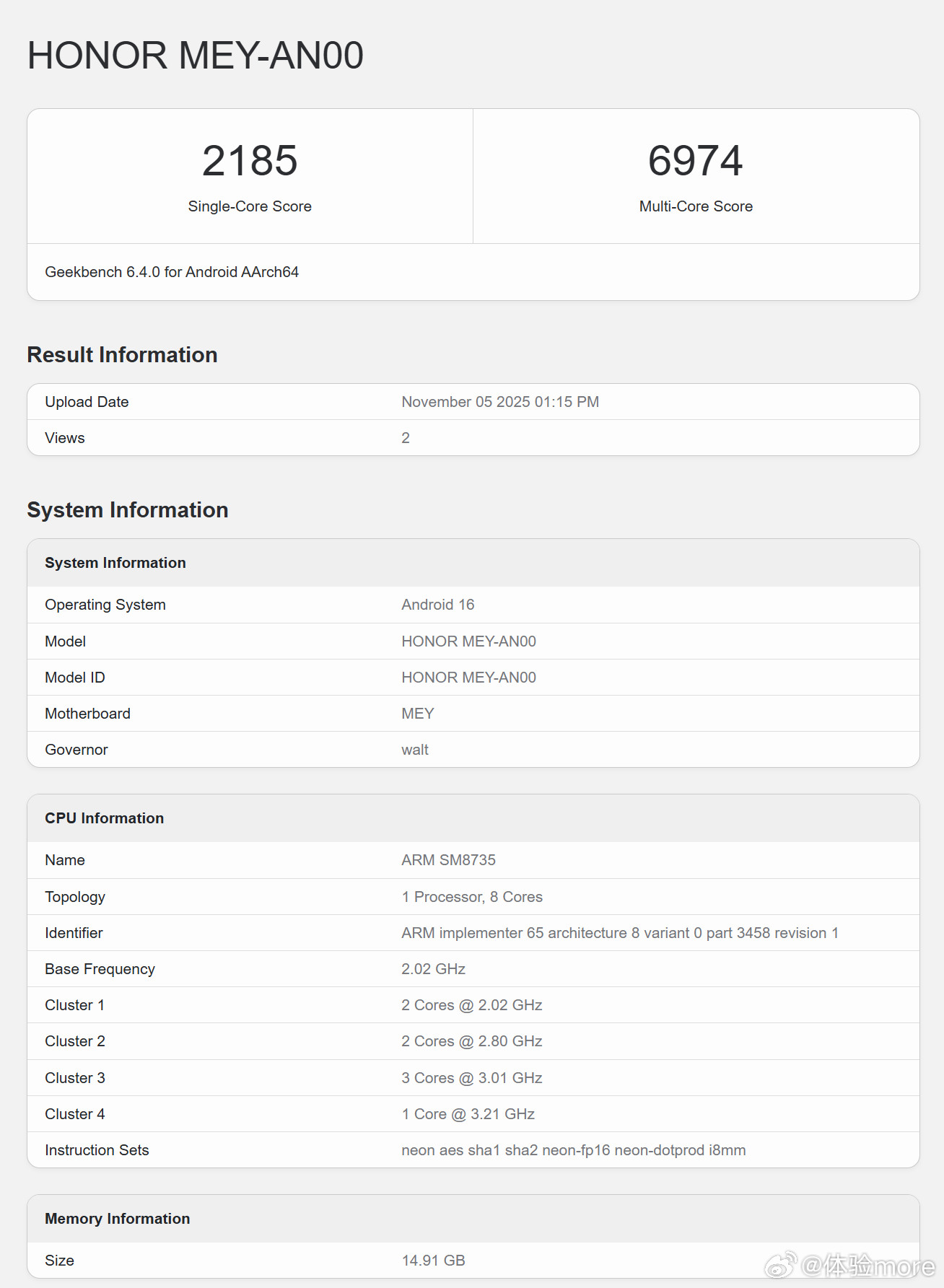 荣耀500跑分，搭载骁龙8sGen4。中杯骁龙8sGen4，大杯骁龙8El