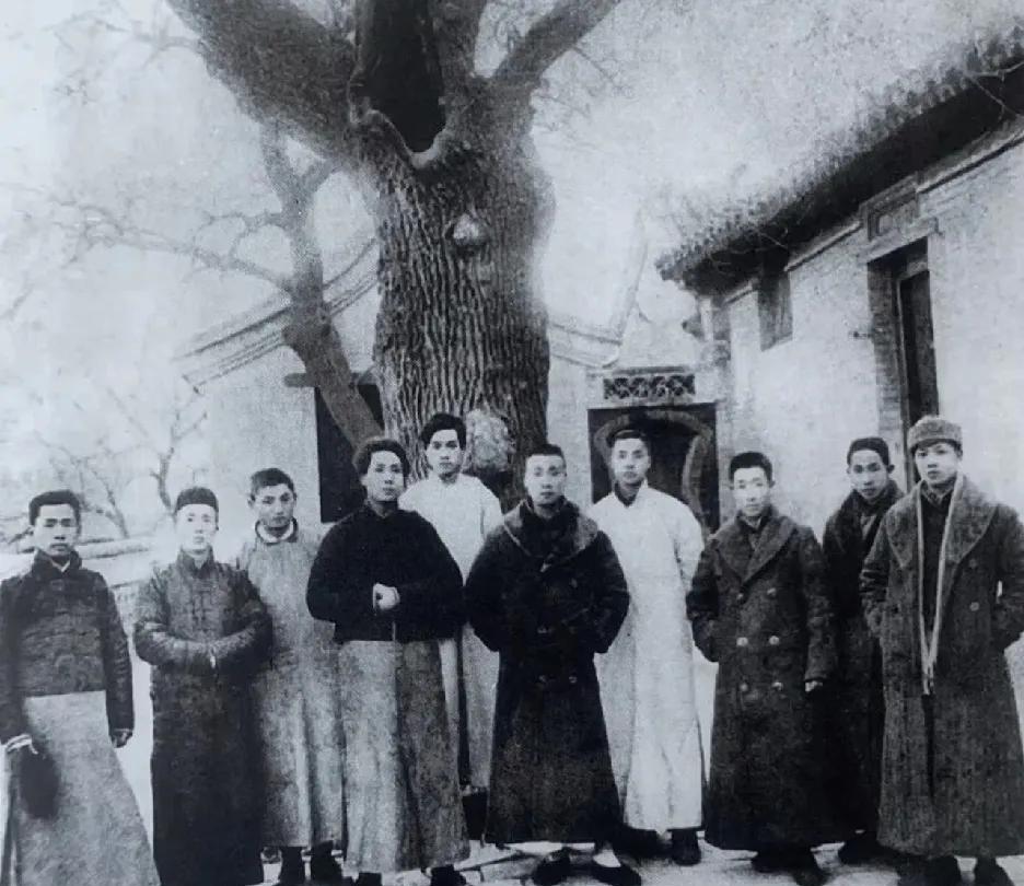 1920年1月18日，陶然亭慈悲庵前古槐下，定格了青年毛泽东与进步同仁的珍贵合影