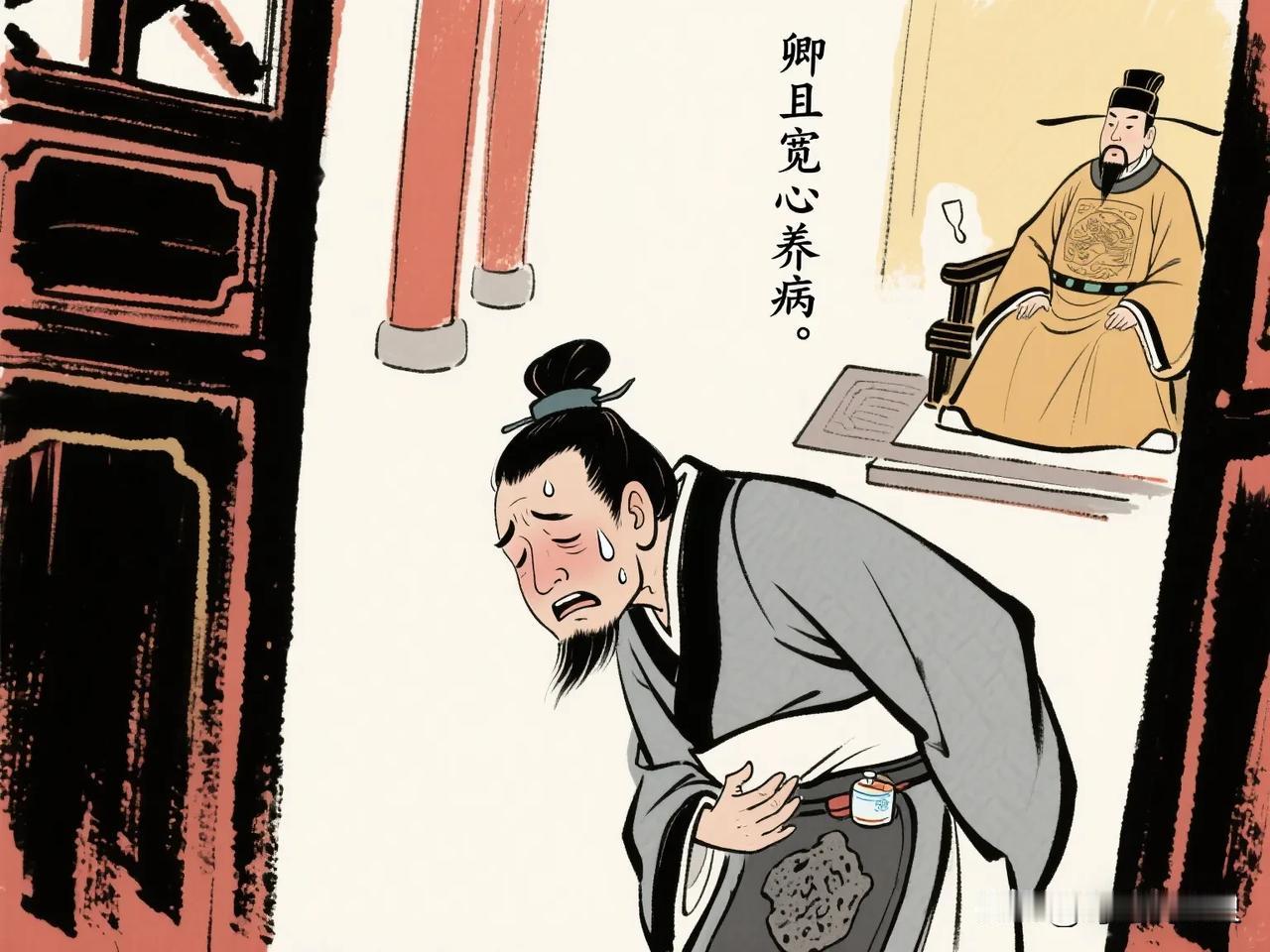 洪武八年，65岁开国功臣刘基突感风寒。朱元璋命丞相胡惟庸携御医前往探视。一碗汤药