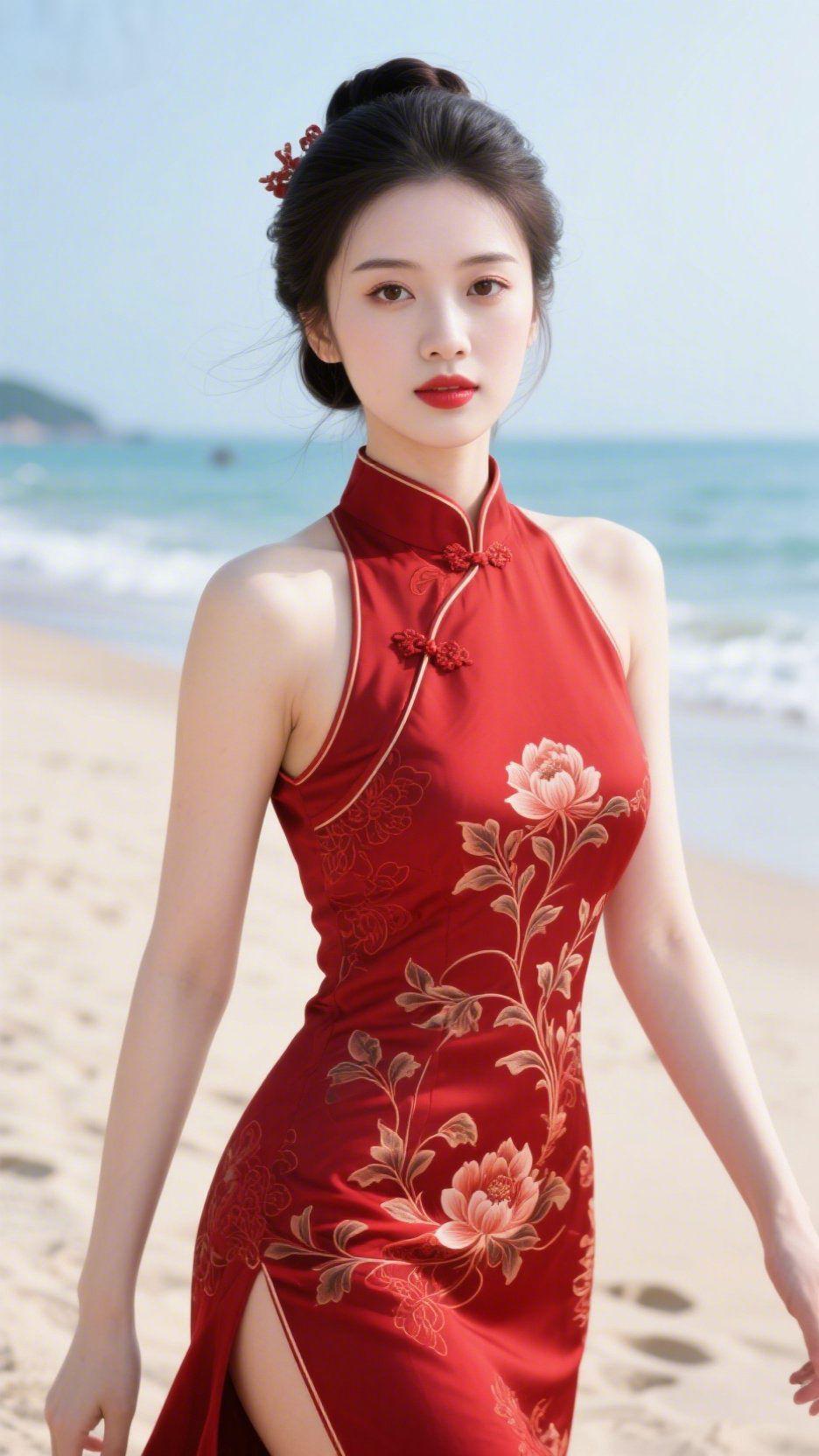 夏风漫过金沙滩澄澈碧海衔着晴空向远方铺展，金沙上留着浅浪拂过的淡痕。风裹着