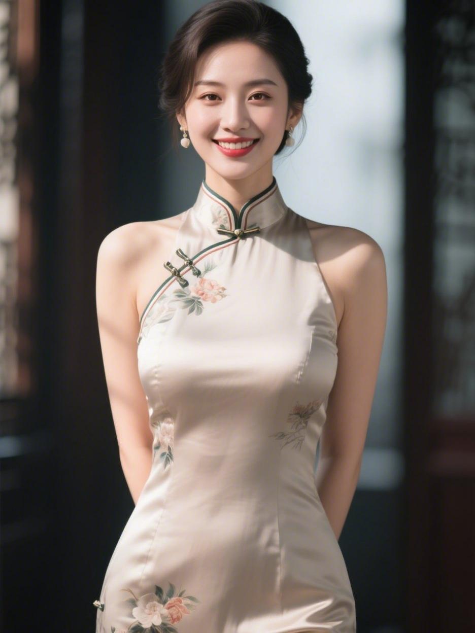 《月白旗袍，裁一寸月光》裁一寸月光，缝进立领的褶皱盘扣咬着风，把旧事轻轻