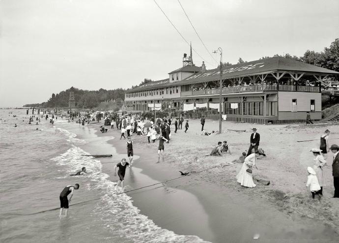 1900年代，美国，海滩风情​​​