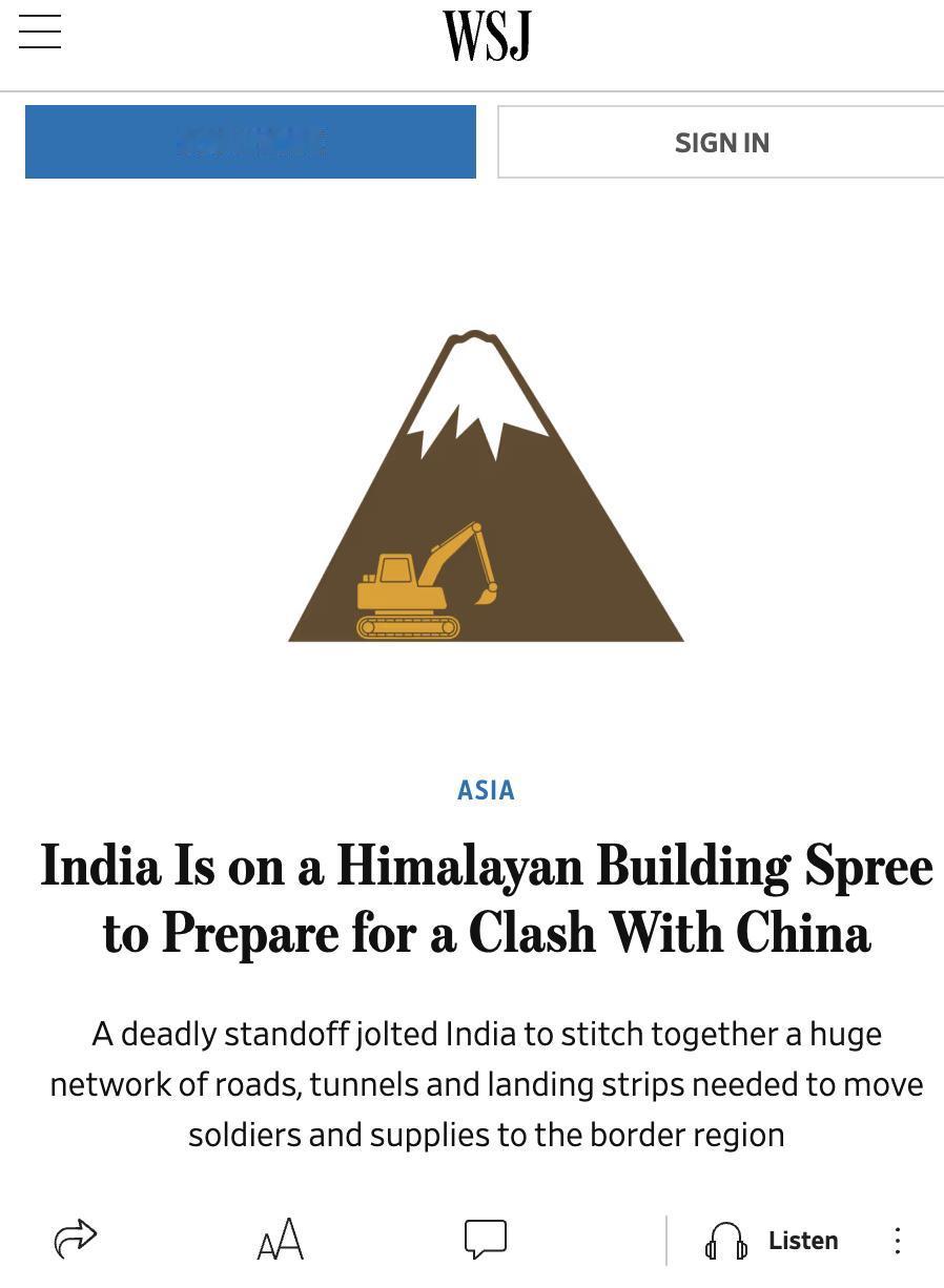 美媒：2020年中印边境冲突后，印度意识到边境基础设施薄弱。中国边境地区早有完善