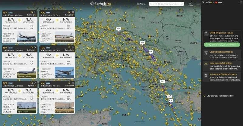 部署在沙特阿拉伯苏丹王子空军基地的美国加油机在不断离开，前往欧洲国家的空军基地。