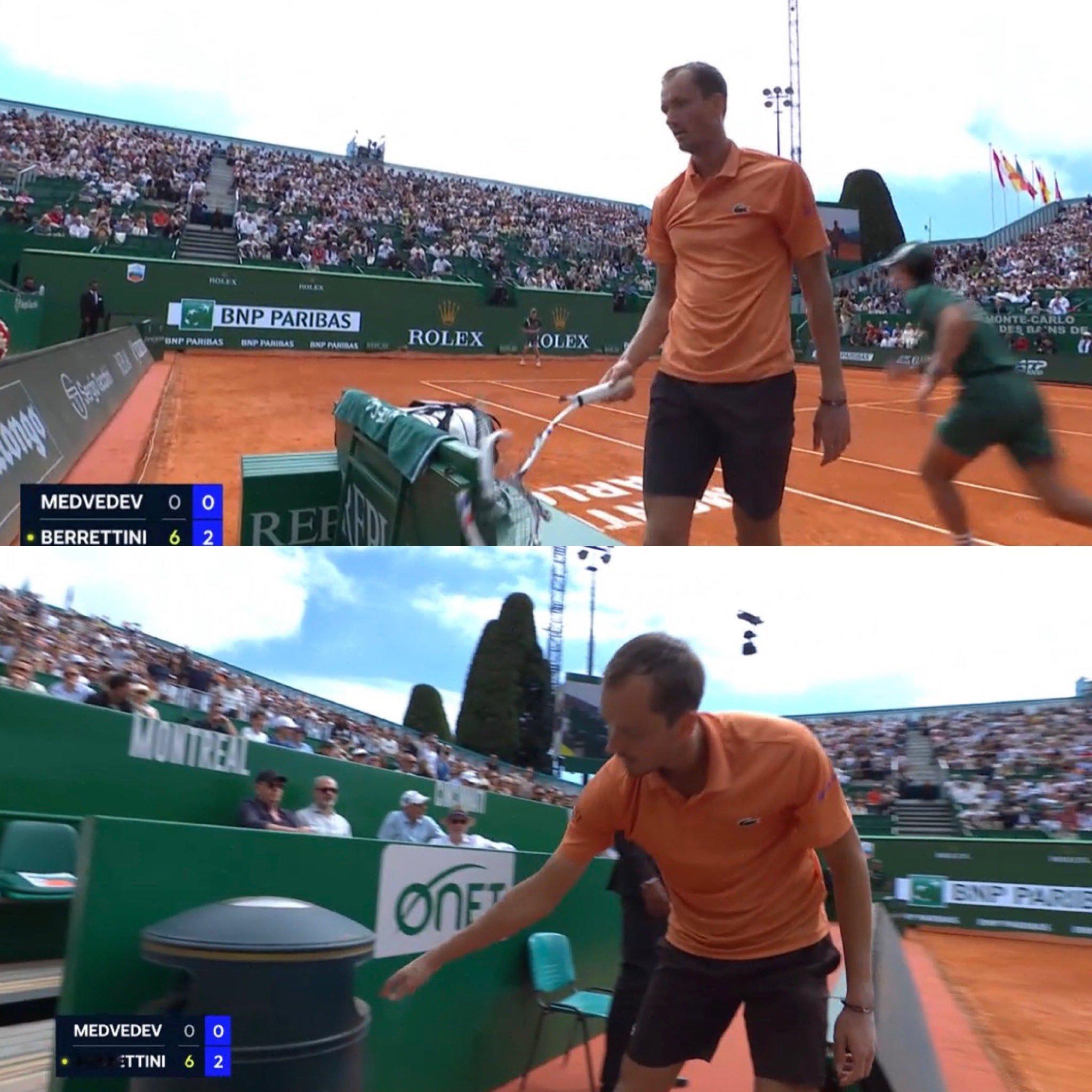 震惊…梅总职业生涯首次被送双蛋，只用了49分钟就输给贝雷蒂尼。全场梅总输球的过