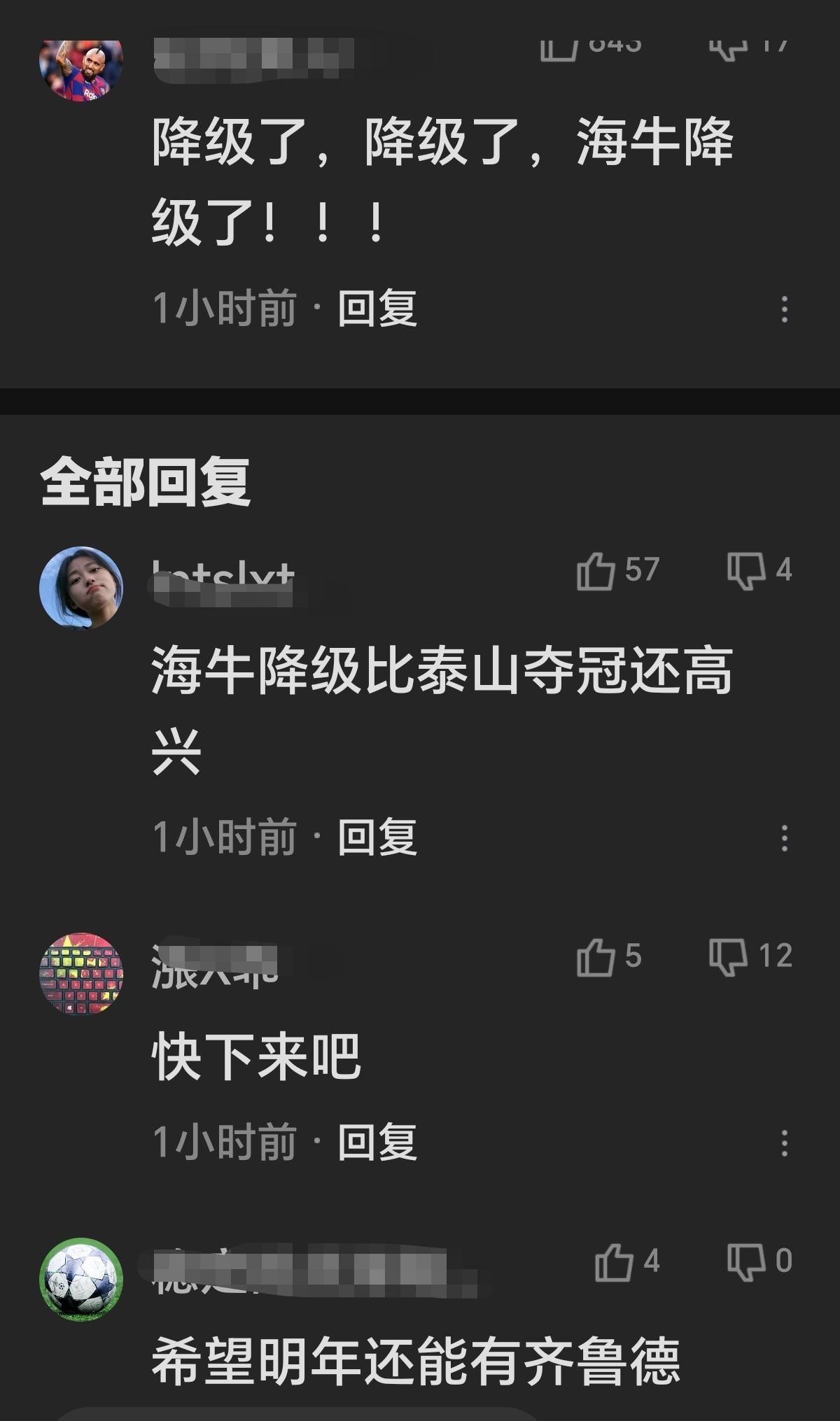 降级了，降级了！拔管了，拔管了！送海牛一程！海牛降级比山东夺冠还高兴！山东泰山3