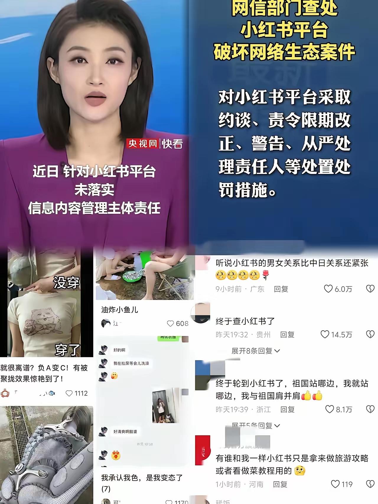 早就应该查处了。小红书里的男女关系真的堪比中日关系，小红书三大核心：三观不正、性