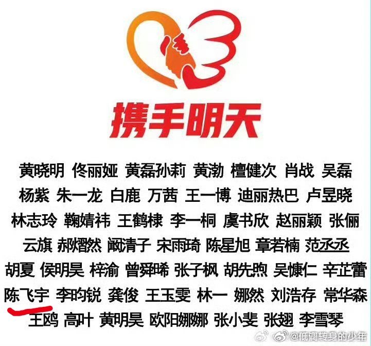 众星捐赠驰援西藏灾区西藏突发泥石流灾害大难面前，星光汇聚成炬。陈飞宇主动参与本次