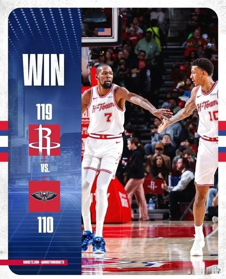 火箭官方真是太聪明了！在今天火箭主场以119：110力克鹈鹕的赛后，火箭官方专门