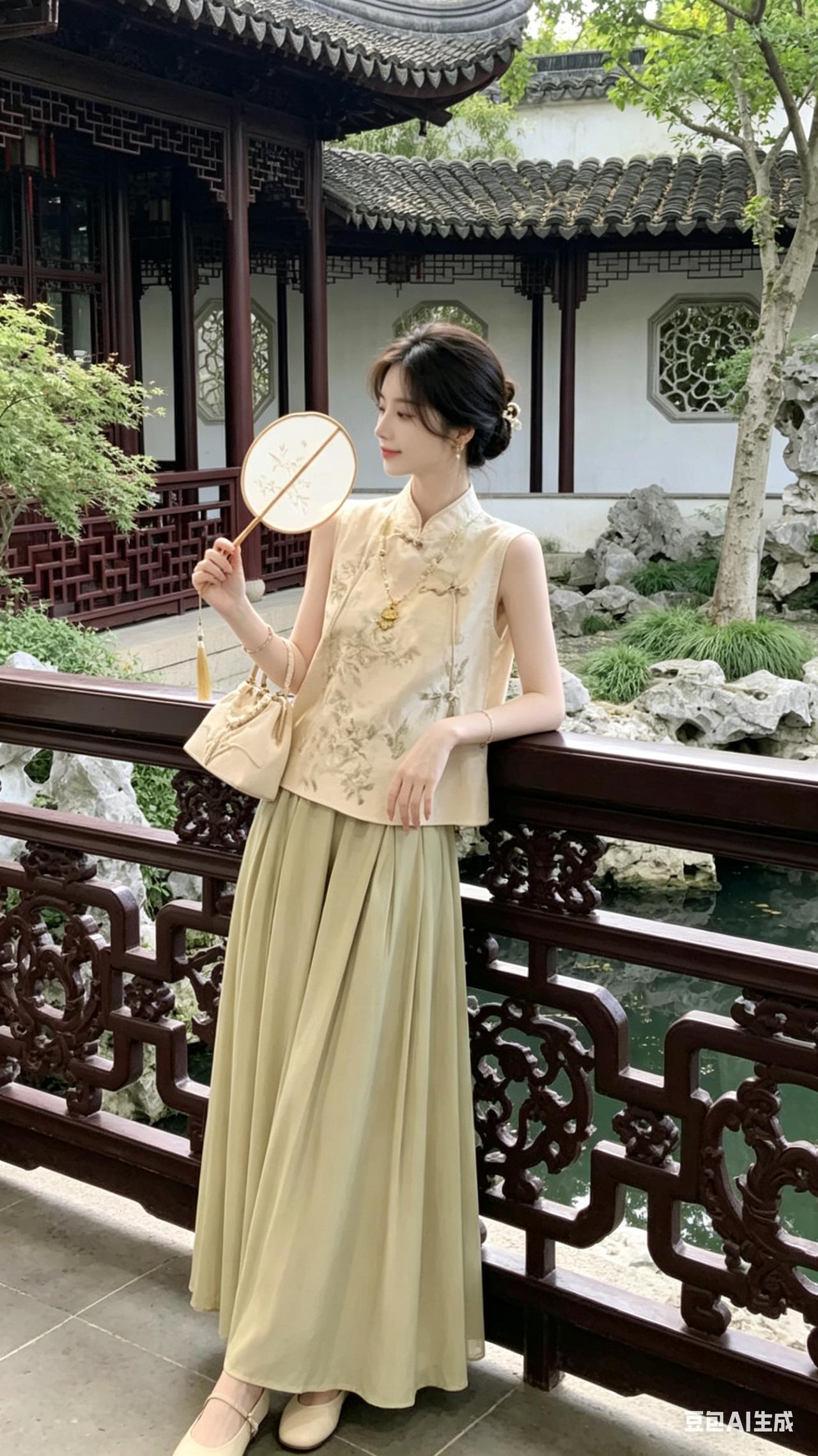 古典园林中的优雅旗袍，感受传统与现代的交融。