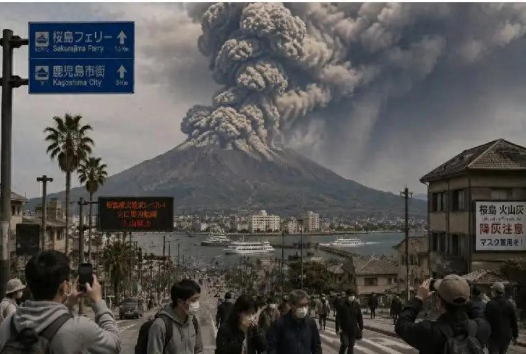 直冲3000米！日本樱岛火山剧烈喷发，漫天火山灰逼近东京。日本樱岛火山突