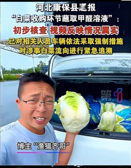 触目惊心！河北康保"甲醛白菜"被官方实锤，一车毒菜在安徽阜阳被当场拦截！近日