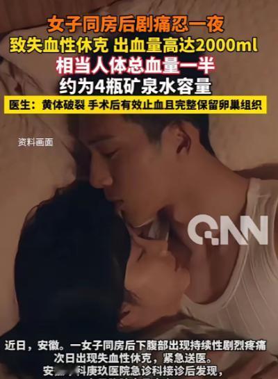 安徽，20多岁小晴经期刚结束没两天，跟男朋友在一起亲热了一番，事后觉得不太对。小