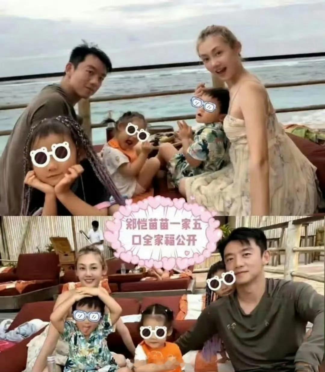 郑恺苗苗在巴厘岛晒出全家福，公开三胎凯娅，一家人整整齐齐，画面老温馨了​​​