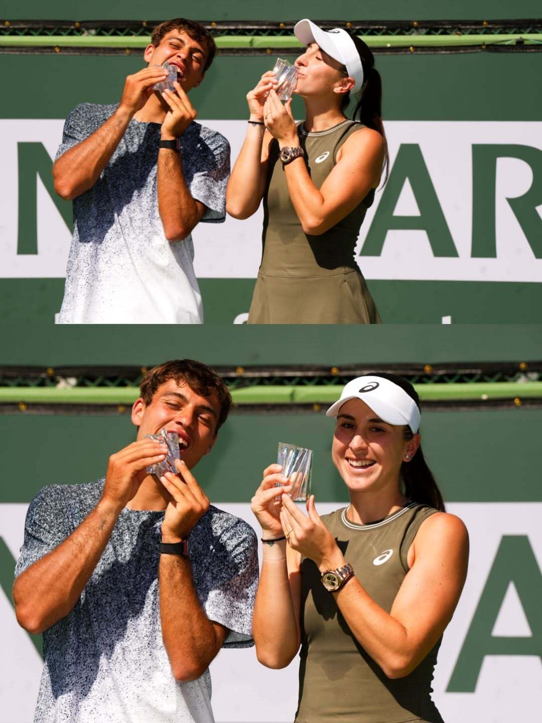 这是不是你见过最迷你的奖杯？WTA1000印第安维尔斯站混双邀请赛，本西奇/科博