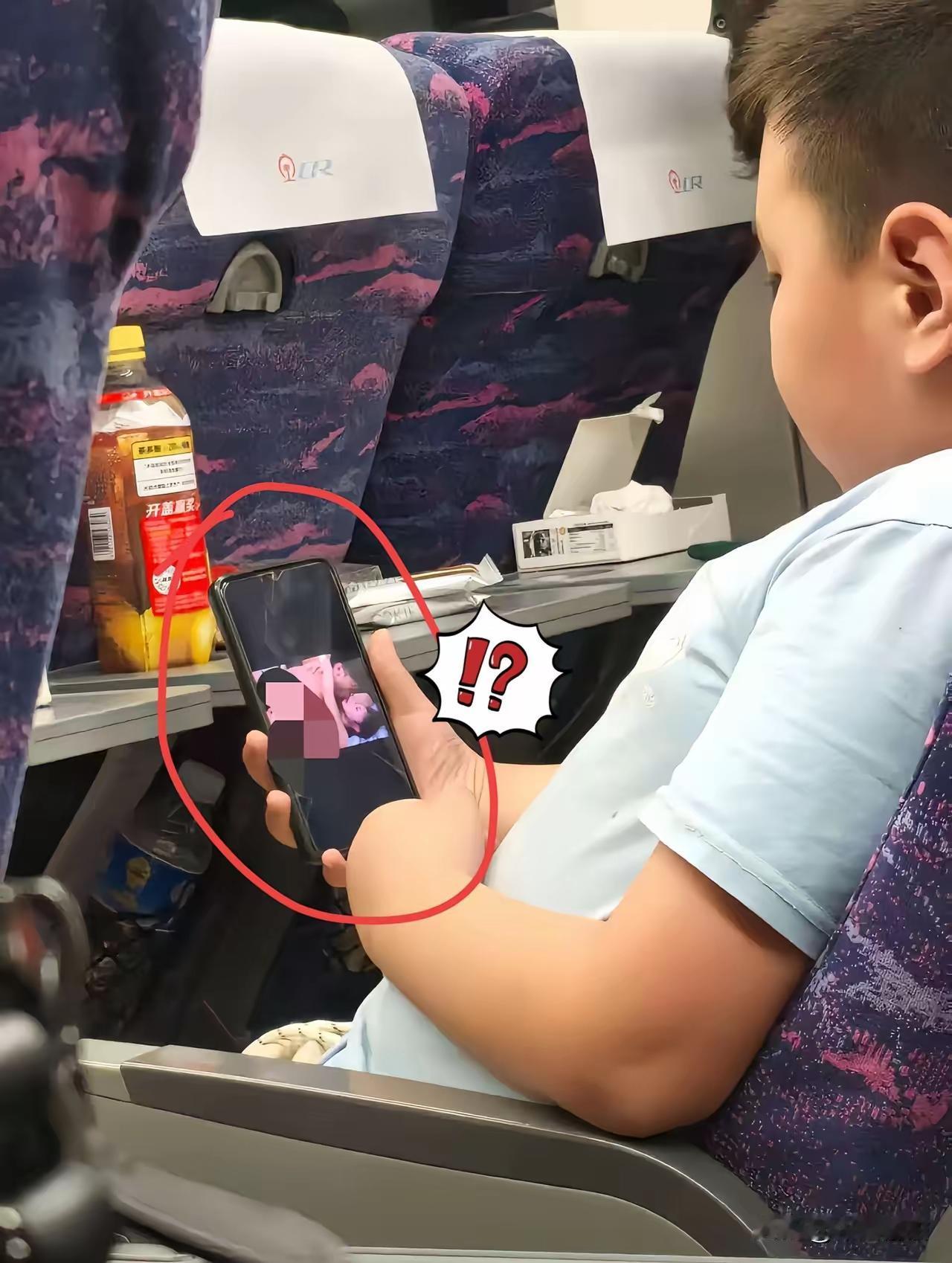 高铁上那一幕我到现在想起来都心发紧！斜对面个看着刚上小学的小男孩，攥着妈妈手机