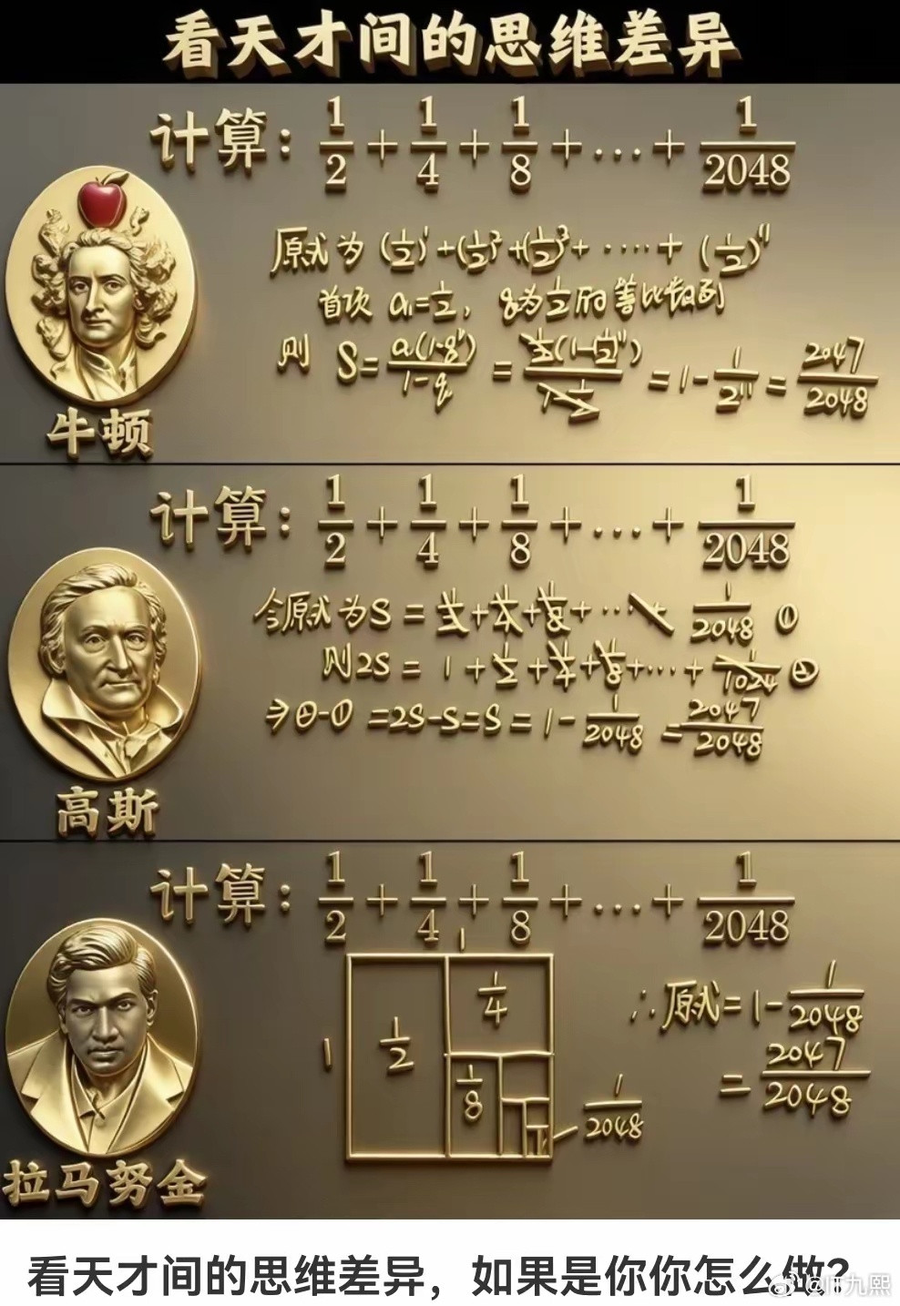 拉马努金的解法应该是这三种解法中最通俗易懂的，像极了PDD永远差一分钱的逻辑有人