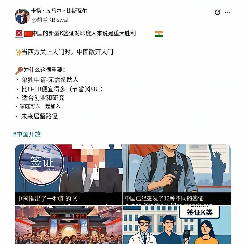 印度人研究过中国k签后宣布印度赢了，这种签证对他们来说就是远低于美国成本的移民新