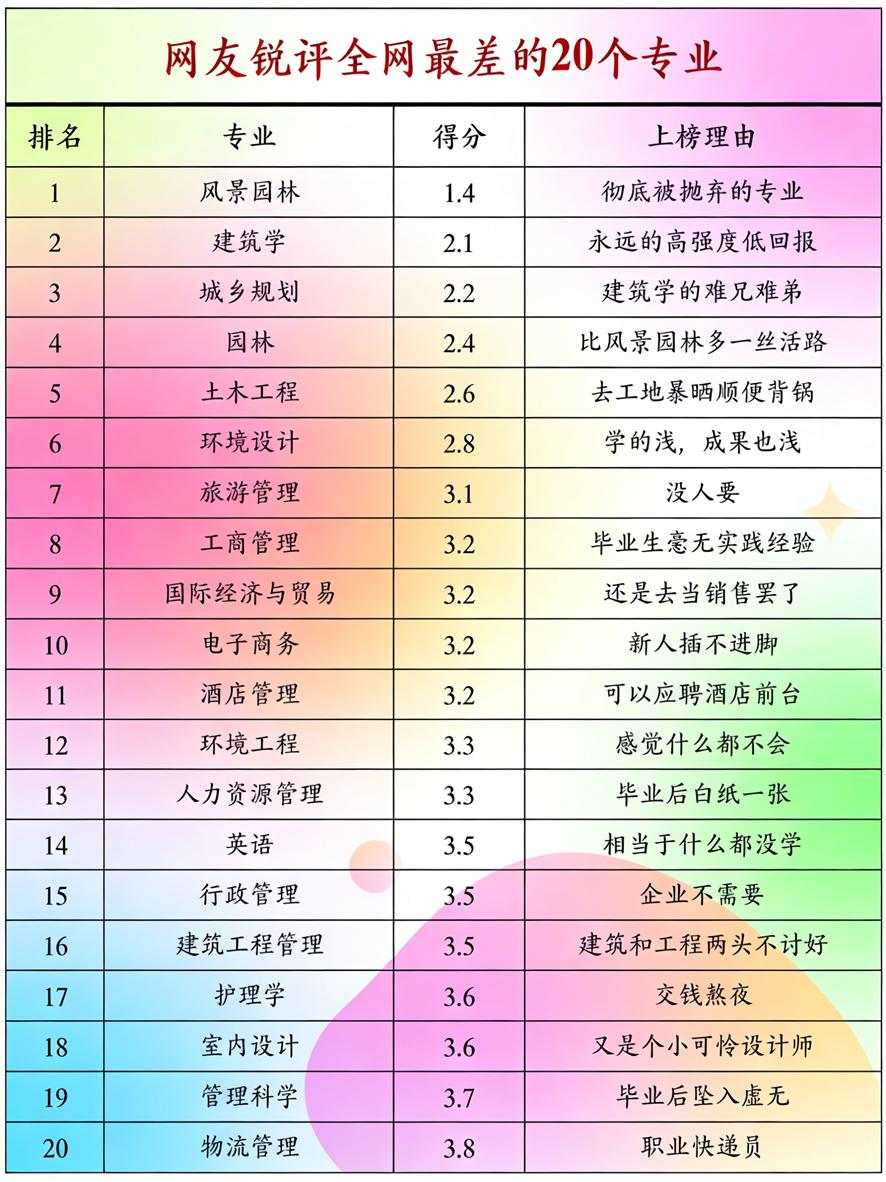 🤣大学专业“最狠”锐评来袭！有人说学会计的，数字多到眼花缭乱，报表能让人头