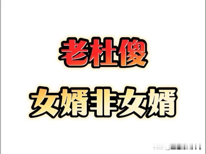 老汤直播间爆猛料：老杜的女婿是假的！柴桑大姐也这么说。老汤分析说，这个所谓女婿
