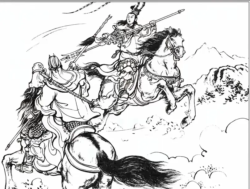 方天画戟大战丈八蛇矛，乍一看就像虎牢关吕布战张飞，其实并不是他们二人...