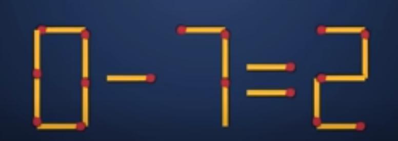 眼前这用火柴摆的“0-7=2”，显然不对呀！现在规则是**只移动1根火柴