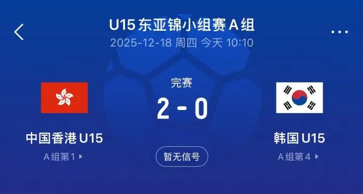 中国香港U15东亚杯太牛啦！刚刚中国香港U15队2比0韩国U15，香港足球越来