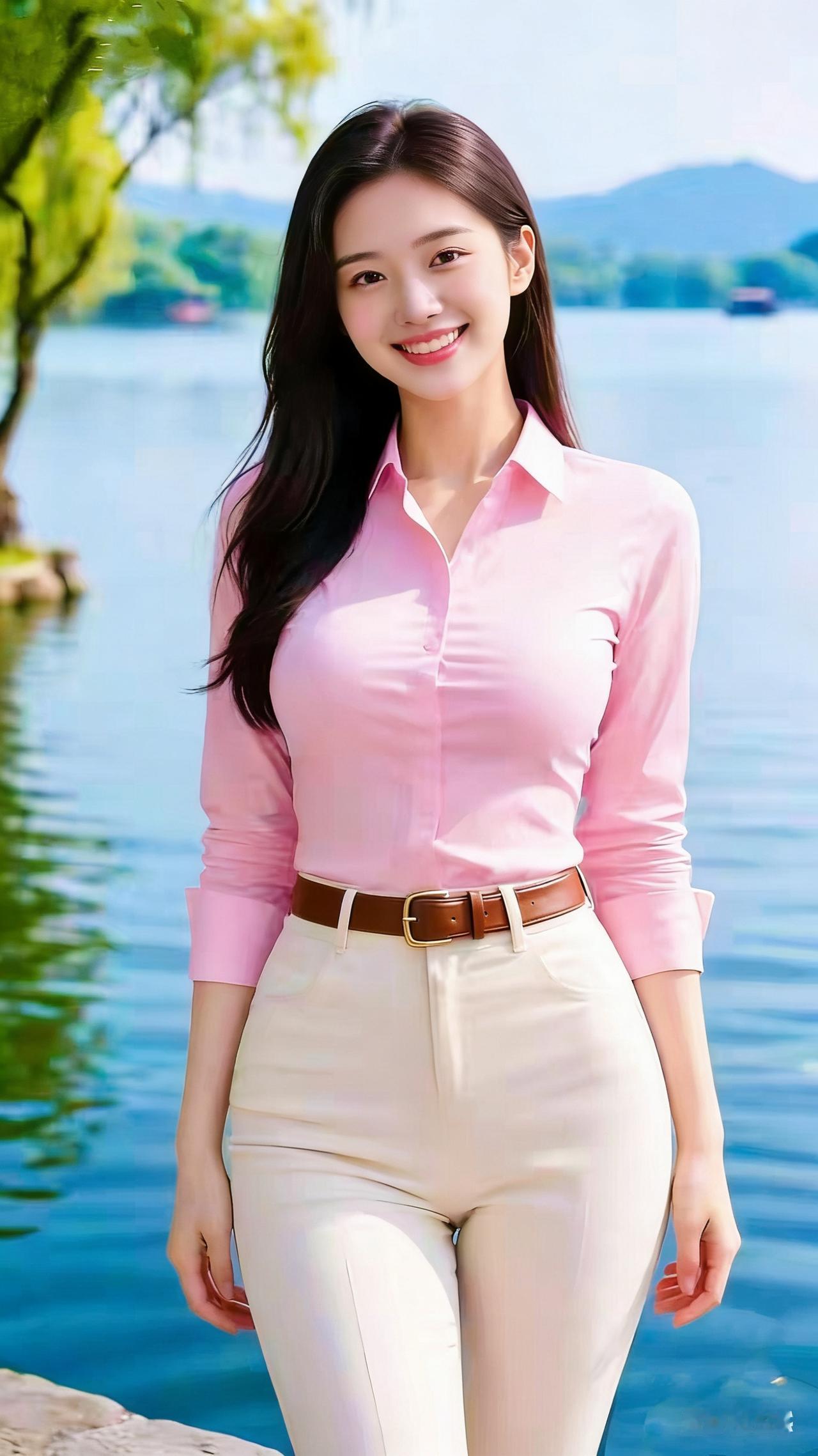 上联：青山藏画意；下联：绿水添诗情。