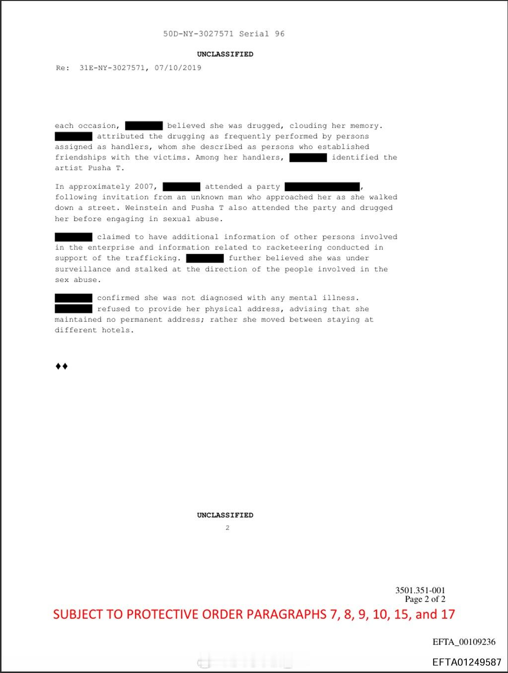 2019年，一名爱泼斯坦案件的受害者向FBI举报了她自1994年开始遭