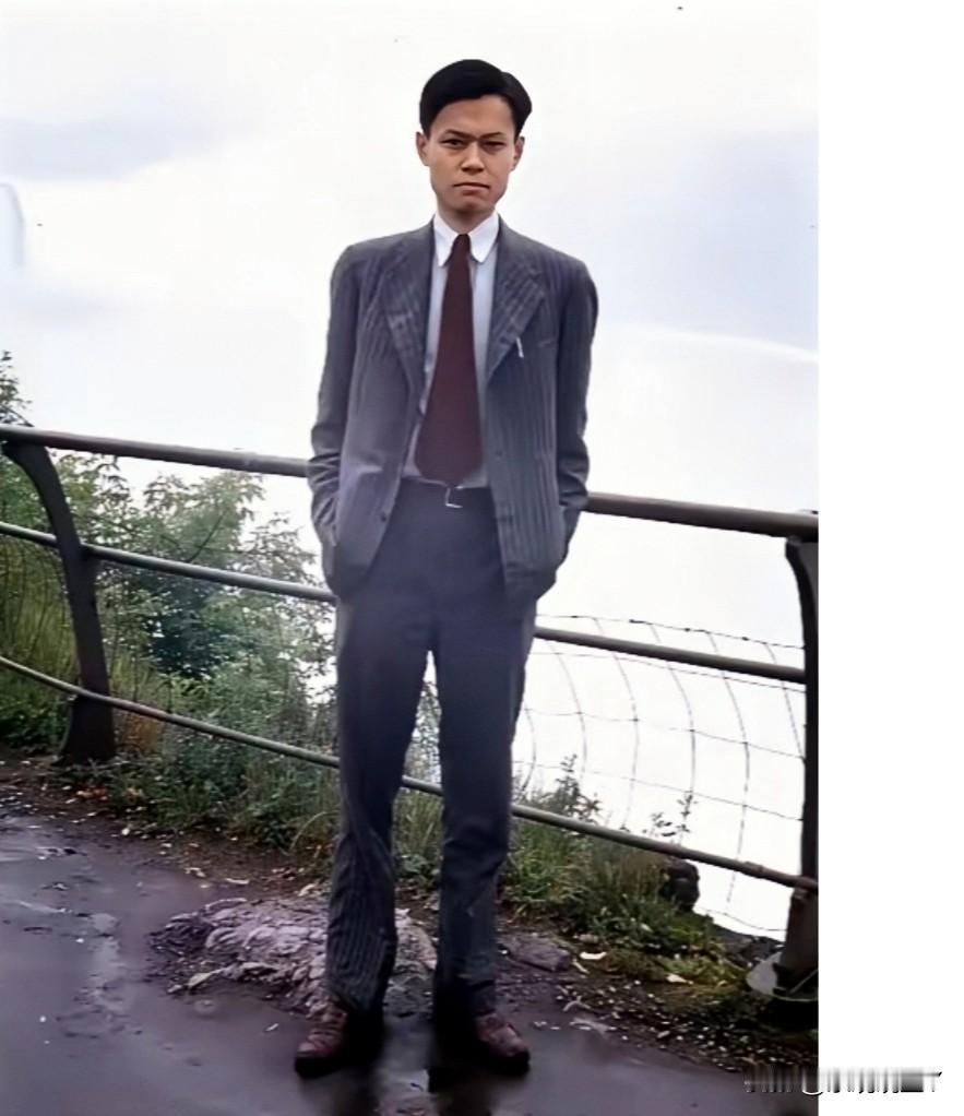 这是杨振宁年轻时的一张珍贵留影,拍摄于1950年。那时候他28岁,风度翩翩,英俊