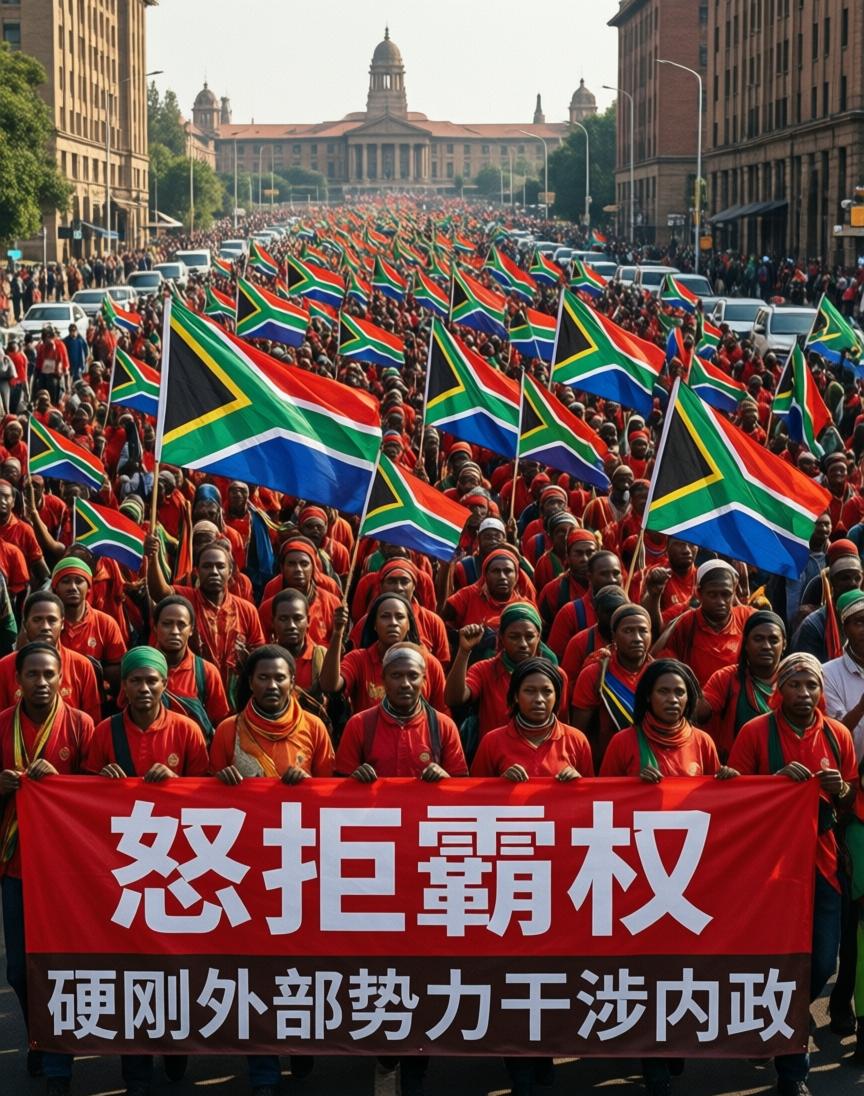 怒拒霸权！南非数千人上街游行，硬碰硬反对外部势力干涉内政南非约翰内斯堡街头，