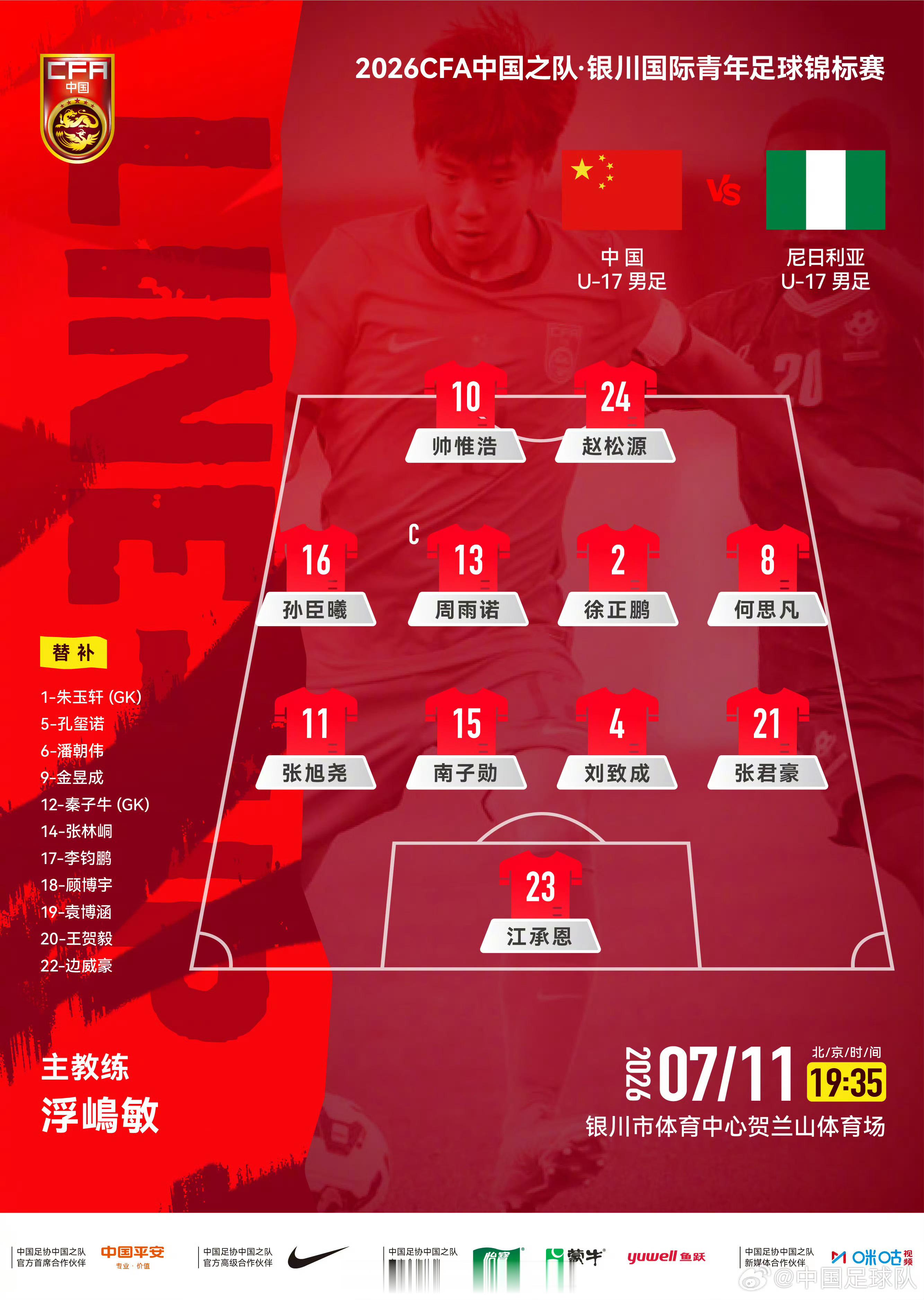 这个首发让人看的真是莫名其妙门将方面，目前来说江承恩比较稳定，但是急需考察第二和