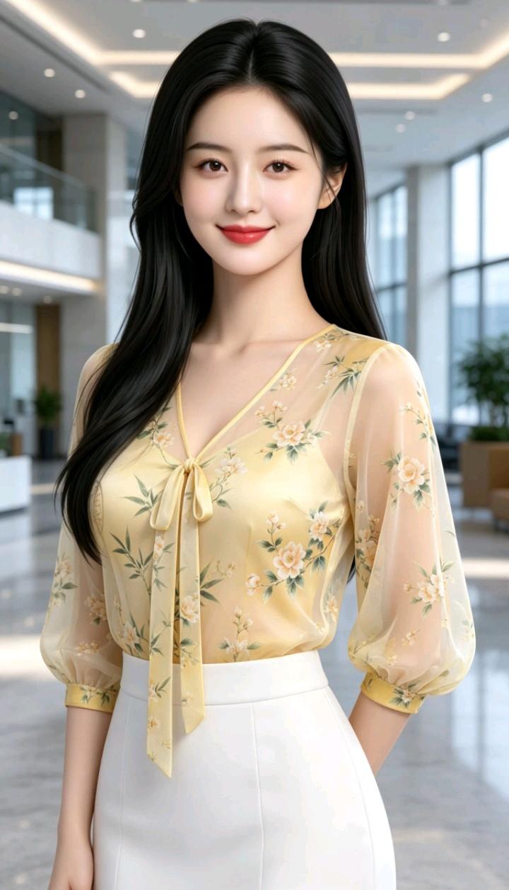 一个漂亮姑娘在办公室里微笑。什么样的笑容最打动你?女生笑容知性微笑动景气质