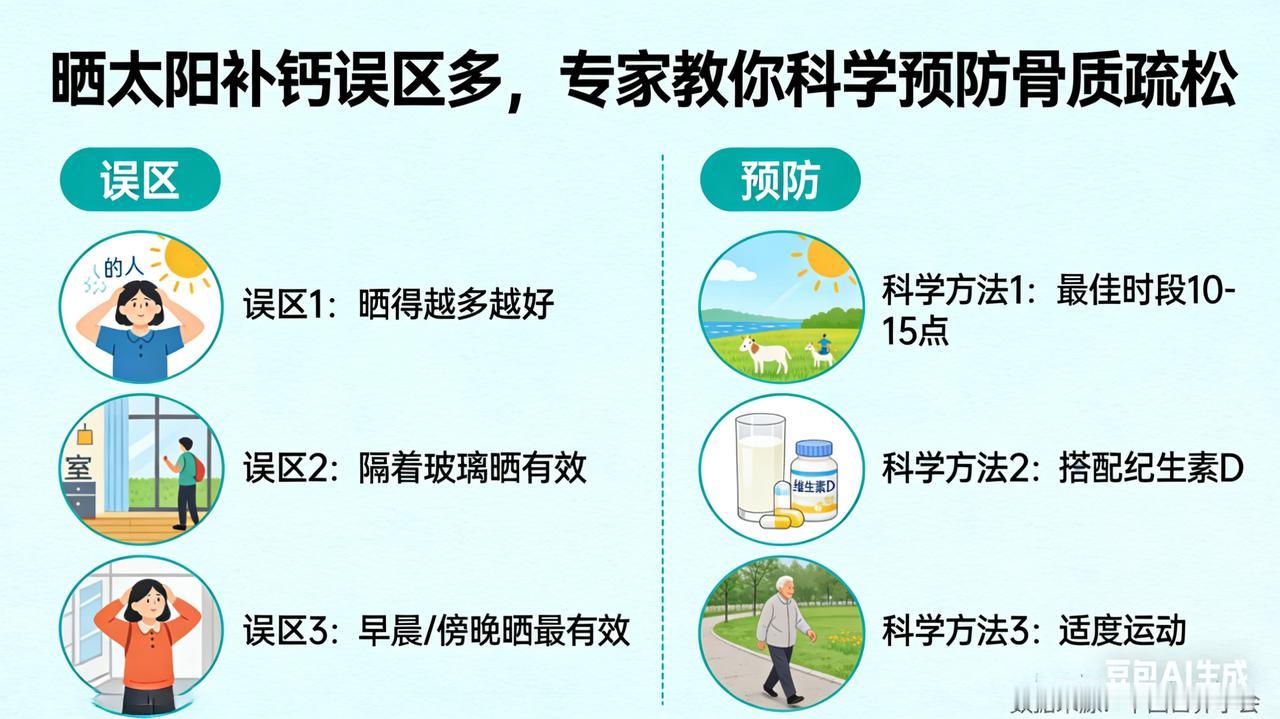 晒太阳补钙误区多，专家教你科学预防骨质疏松晒太阳防骨质疏松？冬季无效？专家解