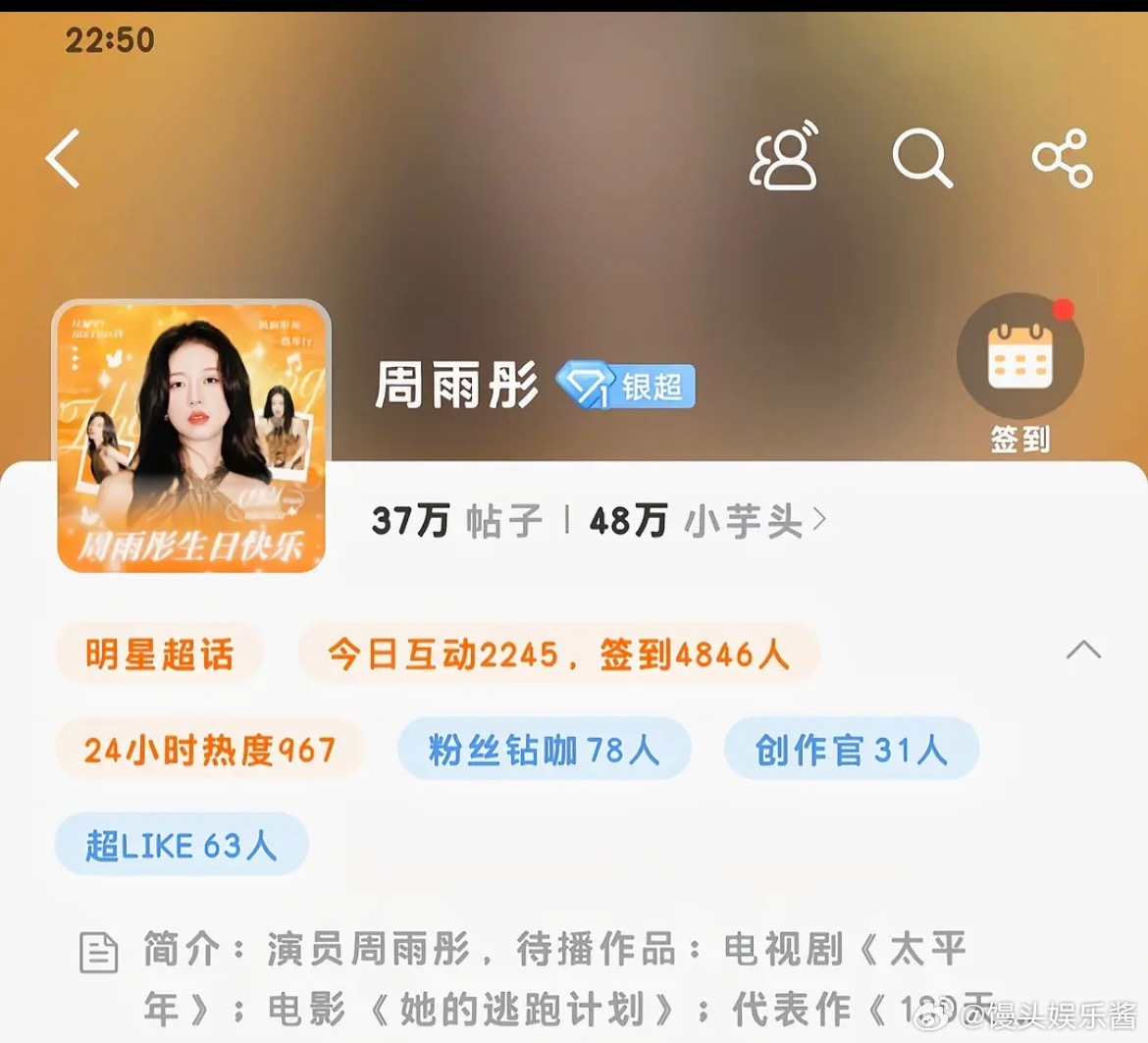 周雨彤是糊透了吗，感觉花少后好久没她消息了，这是22:50的数据，好惨谈。。。
