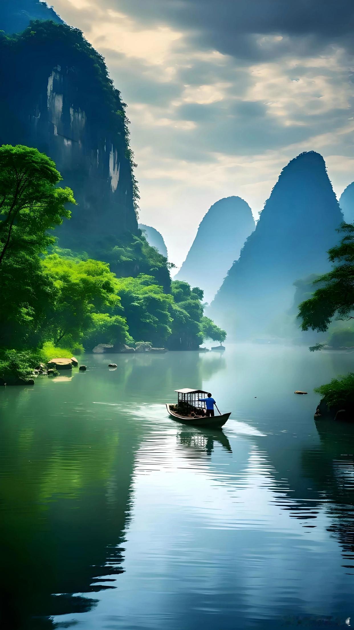 519中国旅游日微博旅行ing乘船游进桂林，才懂韩愈那句江作青罗带，山如碧玉簪到