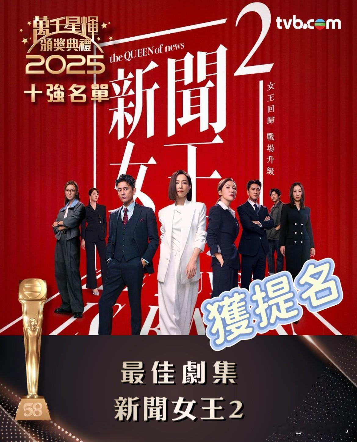 TVB【万千星辉颁奖典礼2025】于2026年1月4日举行，近日TVB发布进入十