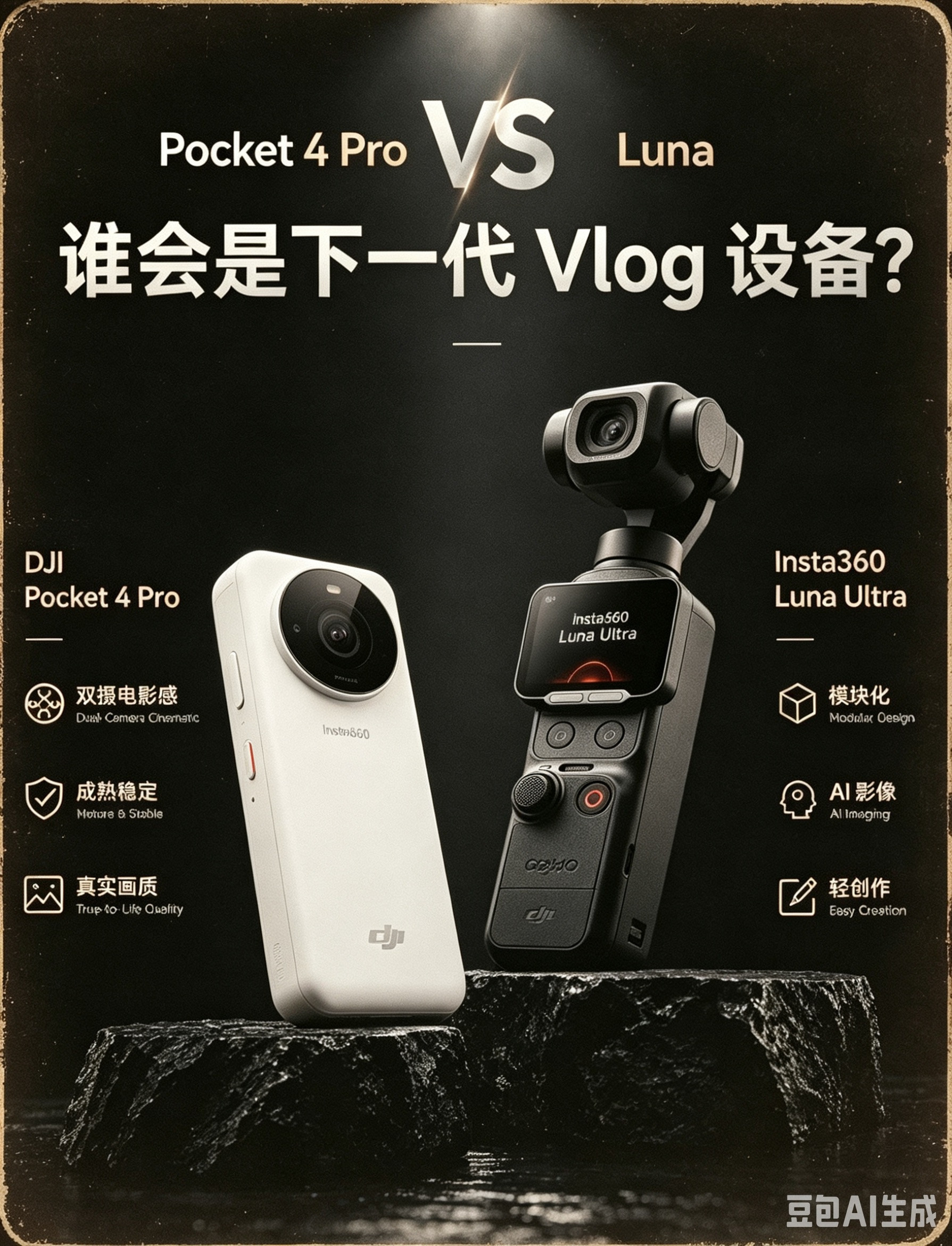 不少朋友纠结大疆Pocket4和影石LunaUltra该怎么选。大疆胜在成熟稳