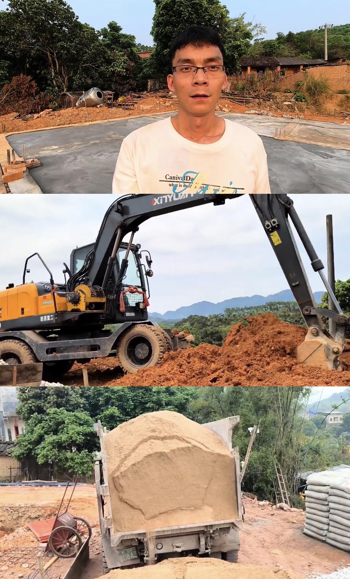 昨天唐尚珺汇报老家建房进度，地基已打好并做了硬化。唐尚珺手持建房许可证说在农