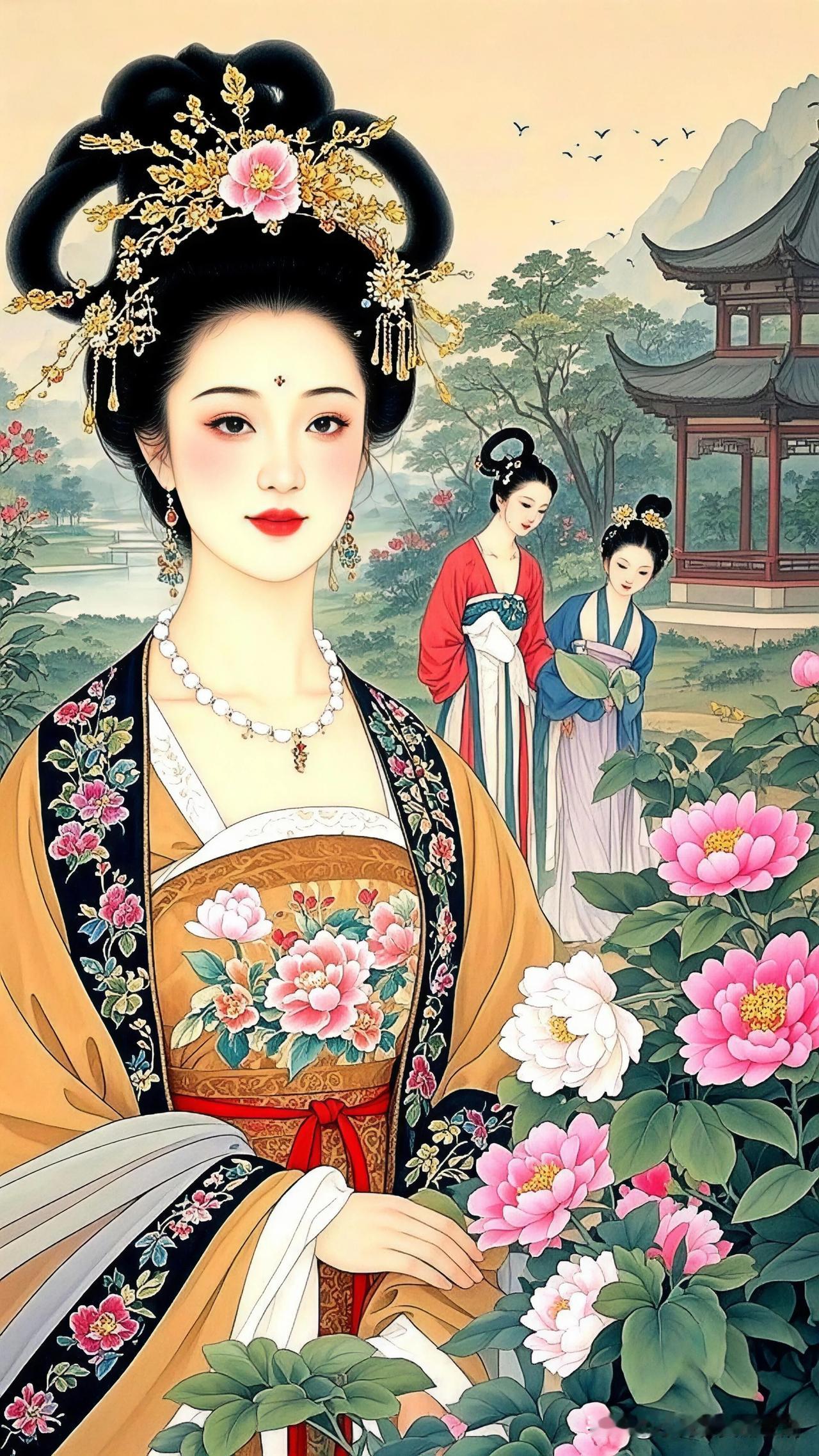 花间美人图，古韵映芳华。