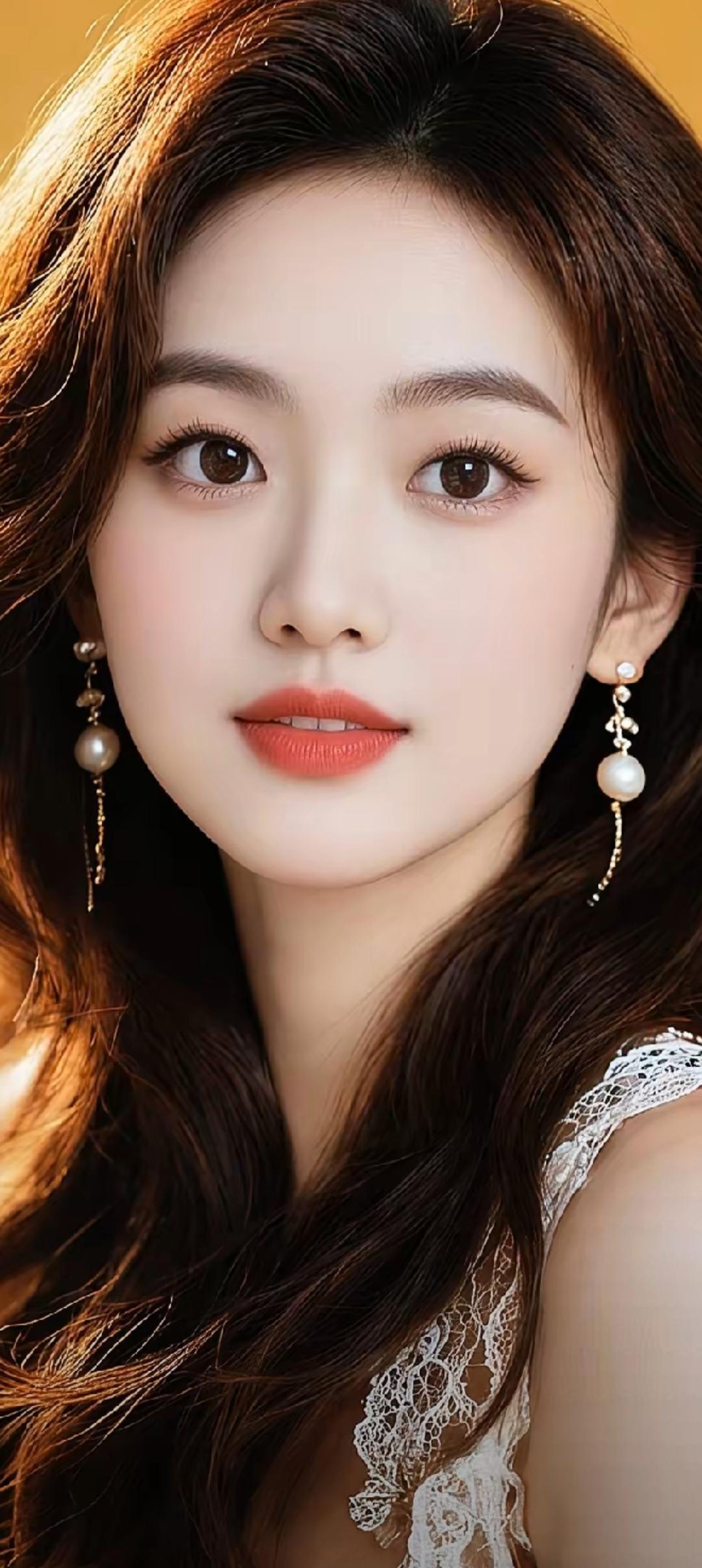 温柔甜美的少女，优雅的珍珠耳环，散发着优雅的气息。