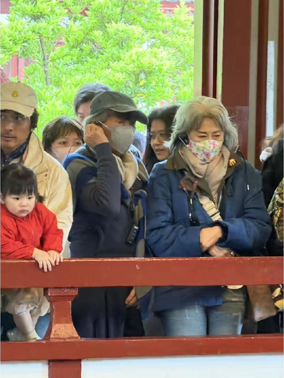 林子祥和老婆叶倩文现身西安华清宫，叶倩文扶着林子祥的手下台阶，怕他摔倒，林子祥明