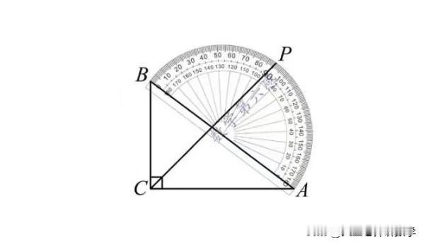 中考数学必刷题，几何题：如图所示，把一个量角器与一个直角三角形拼在一起，直角三