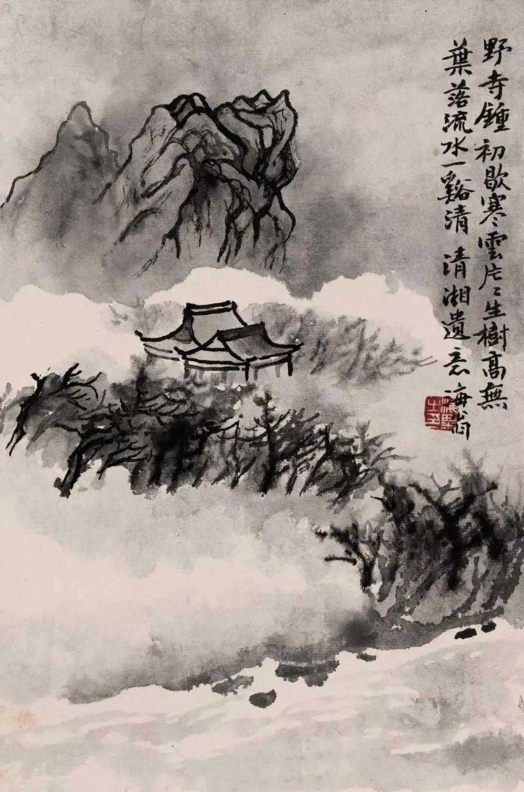 刘海粟山水小景册。此册是刘海粟的仿古佳制，仿王蒙、八大、石涛等人，访石寻路，名