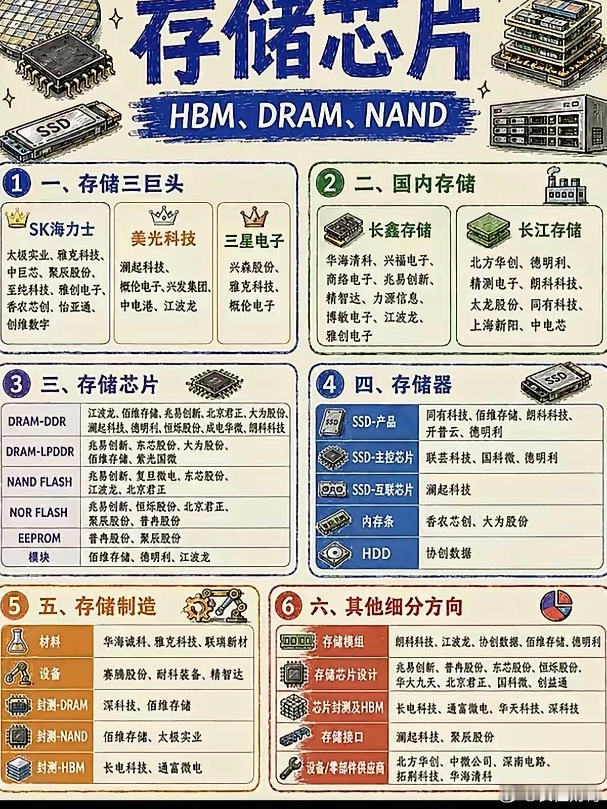 存储芯片产业链图解通俗解读⚠️注意仅行业科普，不构成任何投资建议①—存储三巨头