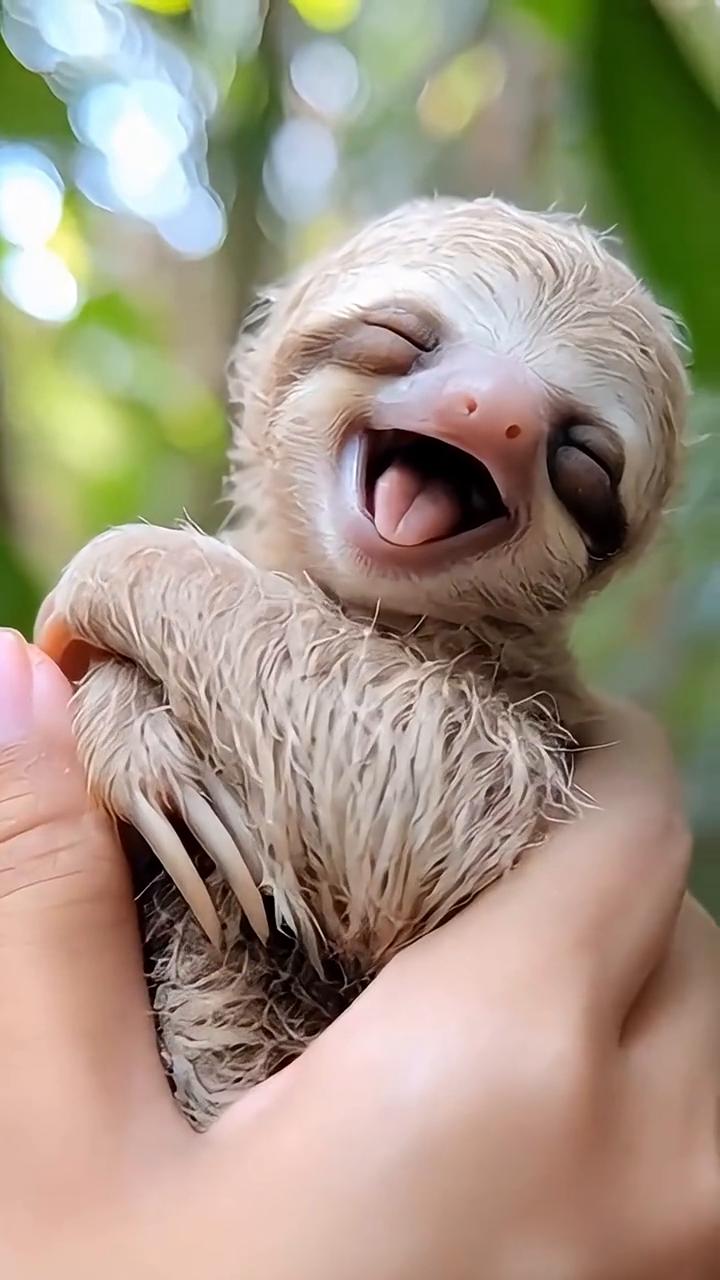 它小时候长什么样？这是树懒，它小时候长这样。它小时候长什么样？这是水獭，它小