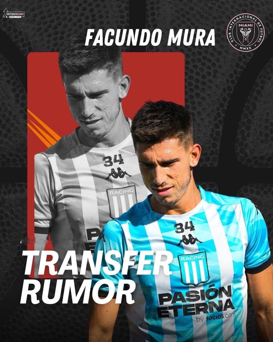 🚨26岁的阿根廷竞技队右后卫法昆多·穆拉即将加盟迈阿密国际——转会协议即将正式